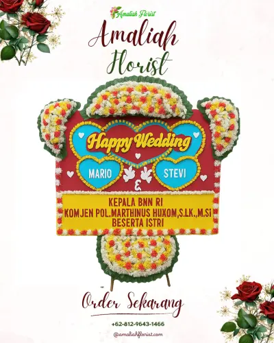 Karangan Papan Bunga Pernikahan di Simolawang